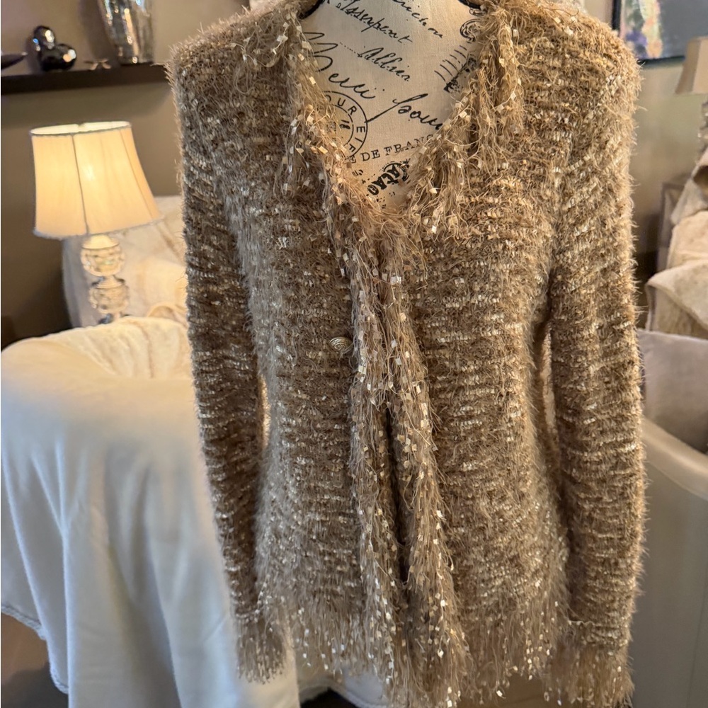 🆕 L’agence Azure Fringe Cardigan Blazer - Picture 4 of 17